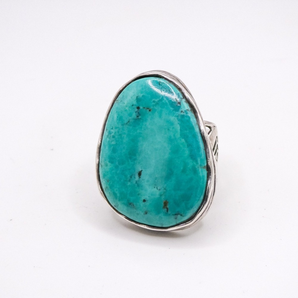 Silpada Designs Turquoise Slab Sterling Silver 925 Women's Sz 7 Split Shank Ring